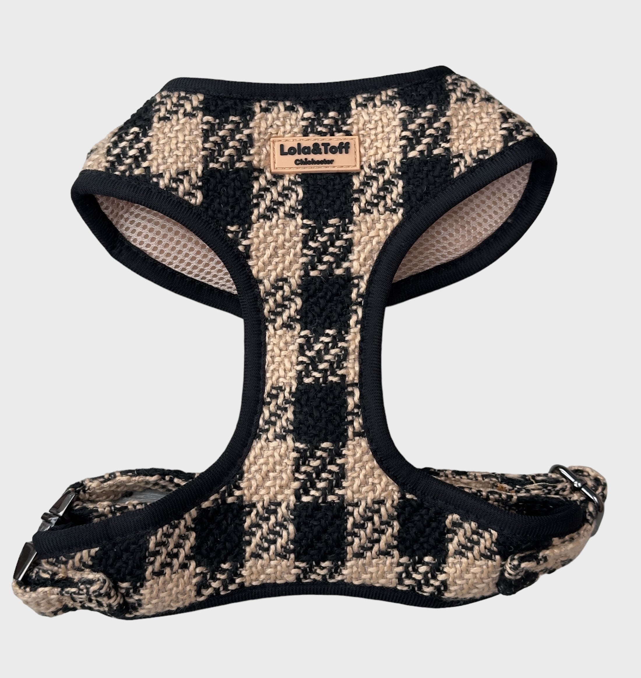 Black and Tan Tweed Dog Harness