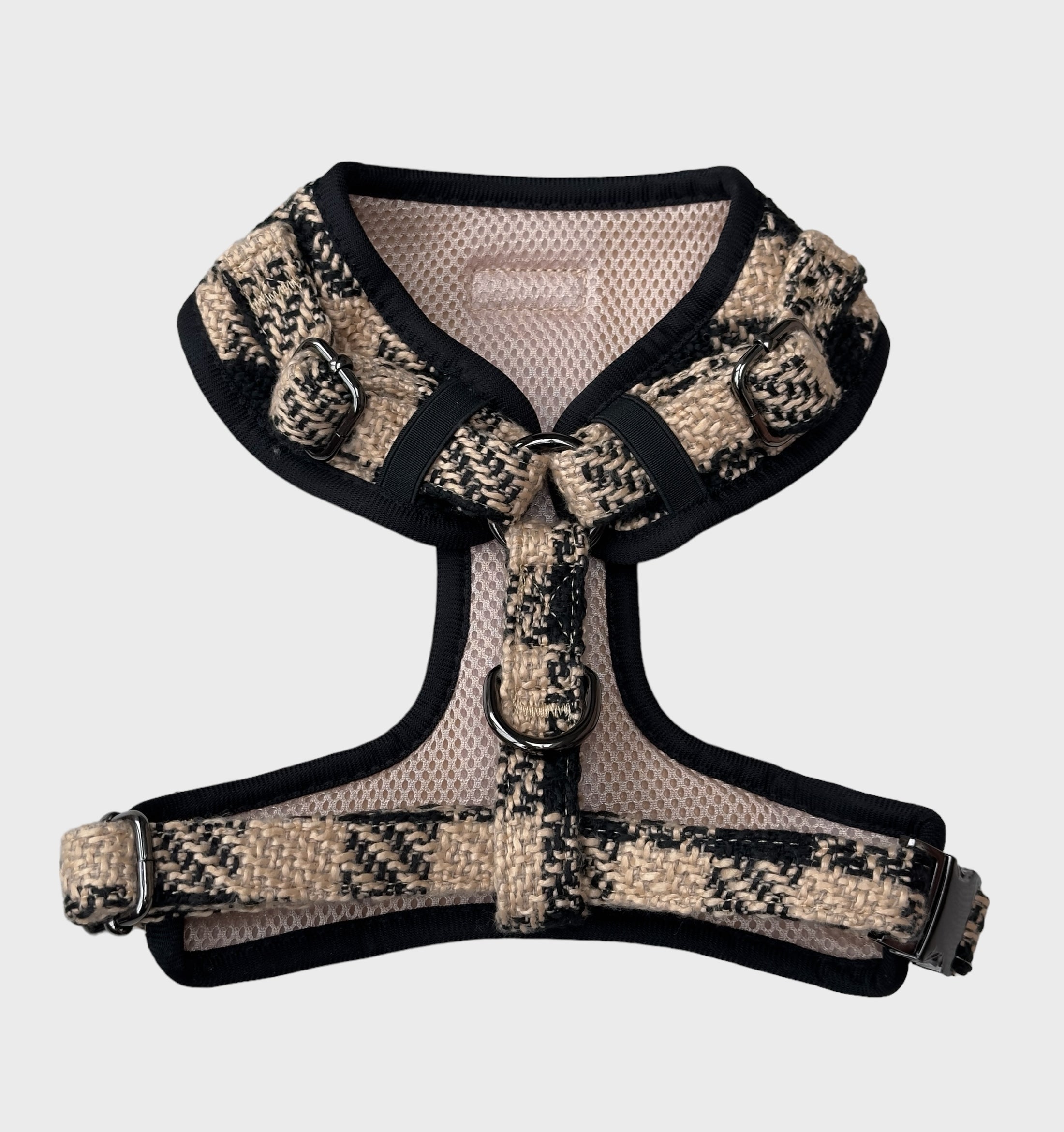 Black and Tan Tweed Dog Harness