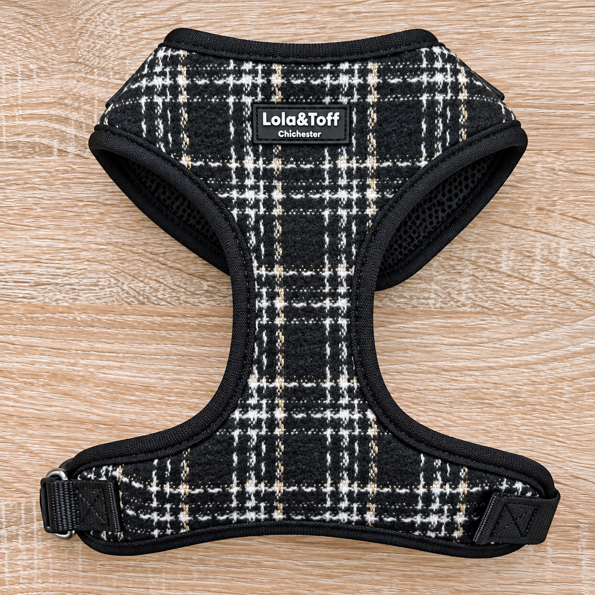 Lottie Luxe Black & White Tweed Dog Harness