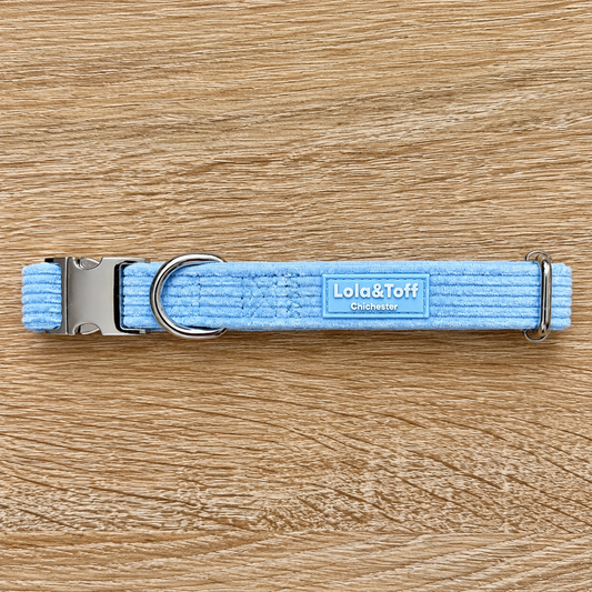 Baby Blue Corduroy Adjustable Dog Collar