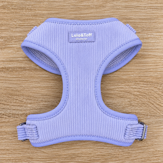Lavender Corduroy Adjustable Dog Harness