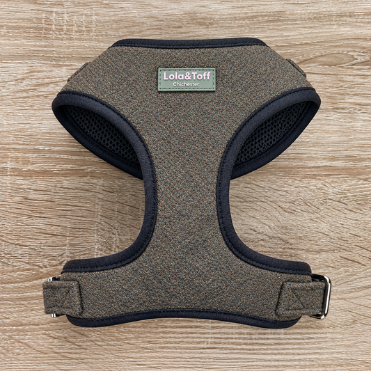 Goodwood Green Harris Tweed Country Dog Harness