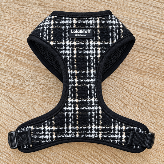 Lottie Luxe Black & White Tweed Dog Harness