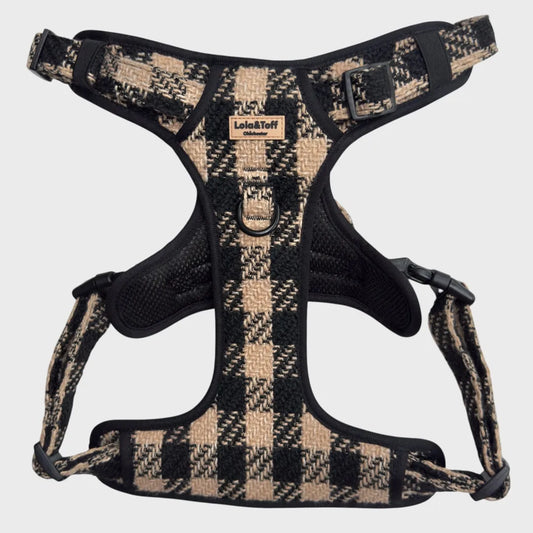 Black & Tan Tweed Large Dog Harness with Handle