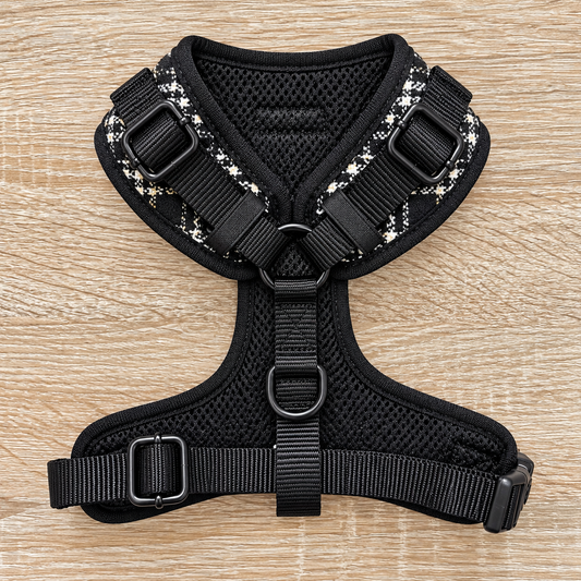Lottie Luxe Black & White Tweed Dog Harness