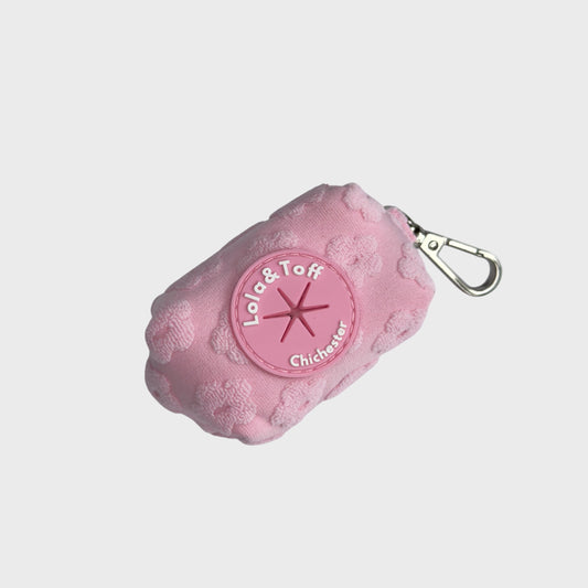 Pink Daisy Towelling - Poop Bag Holder